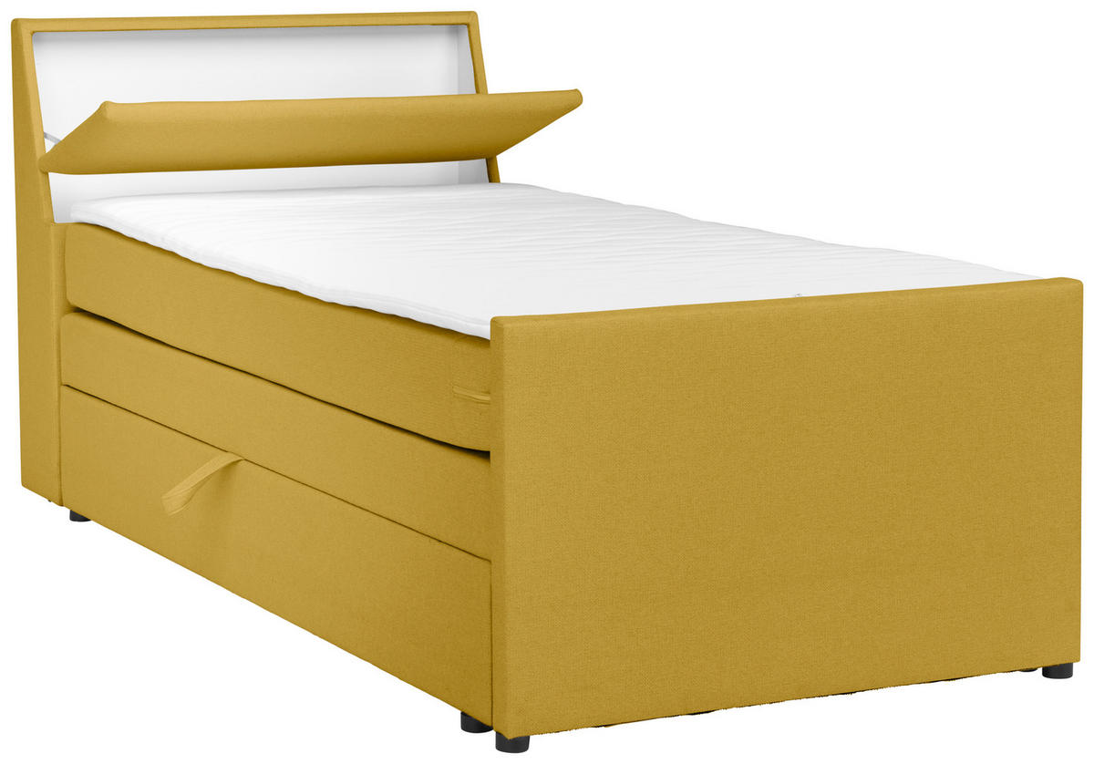 BOXSPRINGBETT 100/200 cm  in Gelb  - Gelb/Schwarz, MODERN, Holz/Textil (100/200cm) - MID.YOU