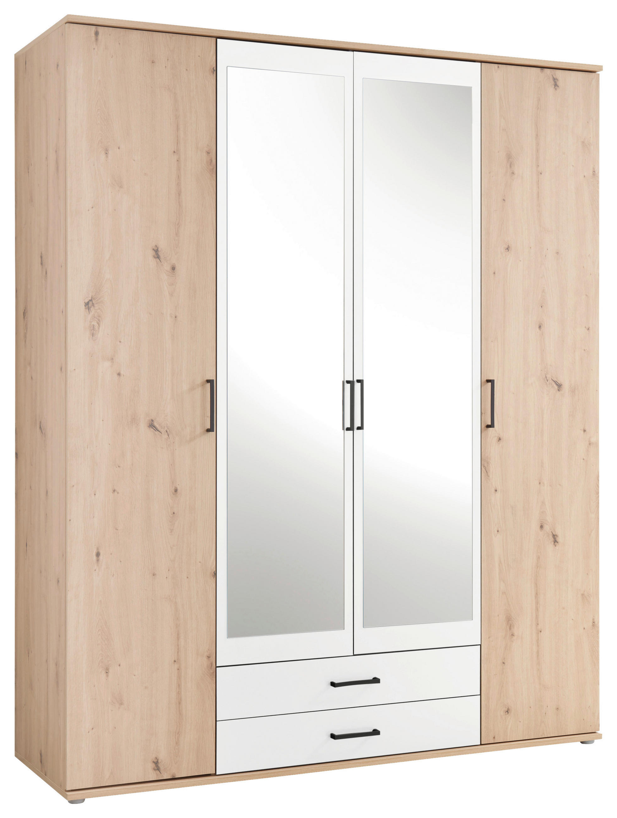 DREHTÜRENSCHRANK  in Weiß, Eiche Artisan  - Anthrazit/Eiche Artisan, KONVENTIONELL, Glas/Holzwerkstoff (159,3/196,3/53,5cm) - Carryhome