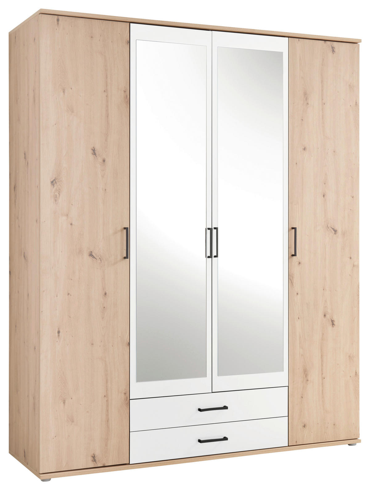 DULAP CU UȘI ROTATIVE alb, stejar Artisan  - alb/stejar Artisan, Konventionell, plastic/sticlă (159,3/196,3/53,5cm) - Carryhome