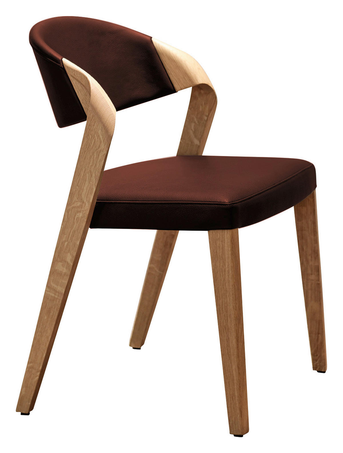 STUHL Echtleder Eichefarben, Bordeaux Altholz, Eiche massiv  - Eichefarben/Bordeaux, Natur, Leder/Holz (53/82/57cm) - Voglauer