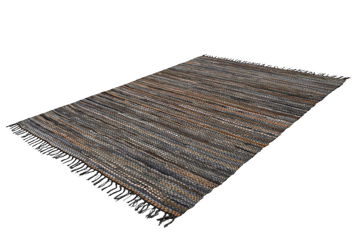 FLACHWEBETEPPICH  Wohnzimmer 120/180 cm Braun, Multicolor rechteckig  - Multicolor/Braun, Basics, Leder/Textil (120/180cm) - Kayoom
