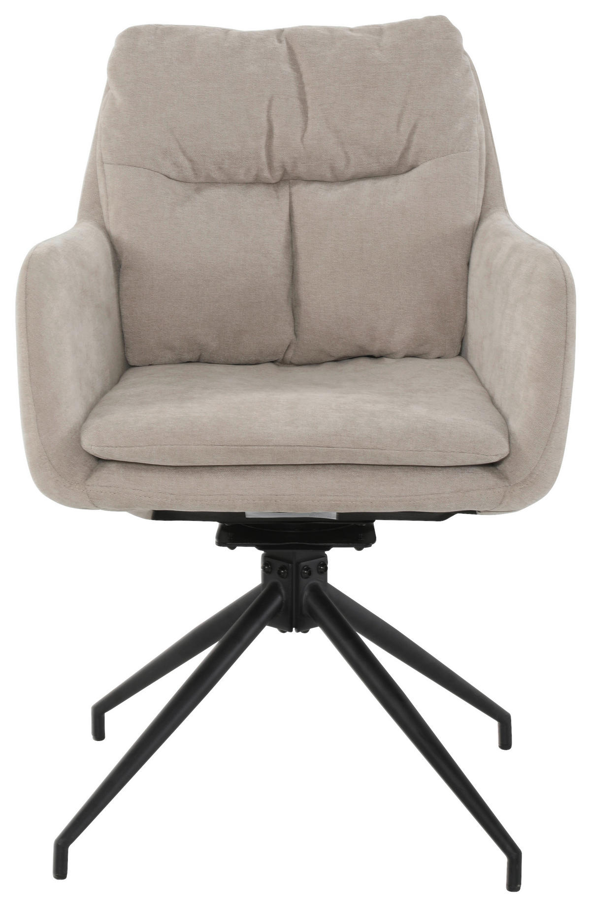 ARMLEHNSTUHL  Sitzfläche 180° drehbar, automatische Rückholfunktion Chenille  Schwarz, Beige  - Beige/Schwarz, MODERN, Textil/Metall (57.5/82/65cm) - Livetastic
