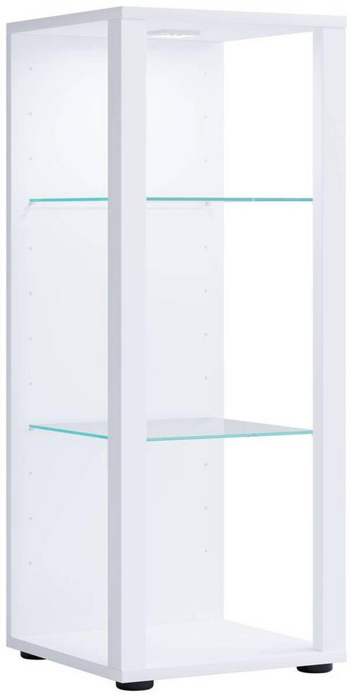 VITRINE in Weiss  - Weiss/Schwarz, Modern, Glas/Holzwerkstoff (35/90/35cm) - MID.YOU