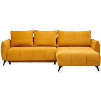 ECKSOFA in Struktur, Plüsch Senfgelb  - Senfgelb/Schwarz, Design, Textil/Metall (287/197cm) - Stylife