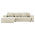 ECKSOFA in Cord Creme  182/302 cm  - Creme/Schwarz, MODERN, Kunststoff/Textil (182/302cm) - Carryhome