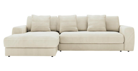 ECKSOFA in Cord Creme  182/302 cm  - Creme/Schwarz, MODERN, Kunststoff/Textil (182/302cm) - Carryhome