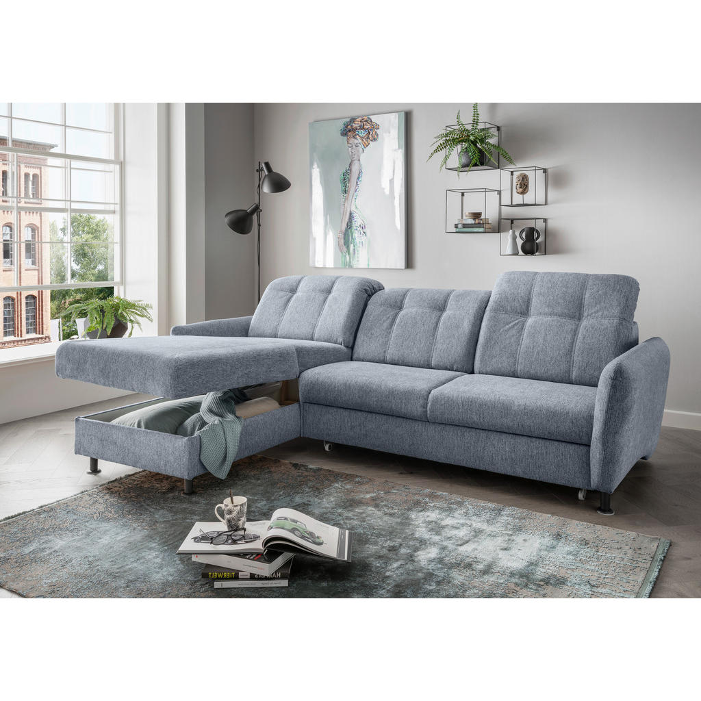 Thumbnail - Livetastic Ecksofa, Hellblau, Textil, Uni, 4-Sitzer, L-Form, 267x184 cm, Made in EU, Liegefunktion, seitenverkehrt erhäl...