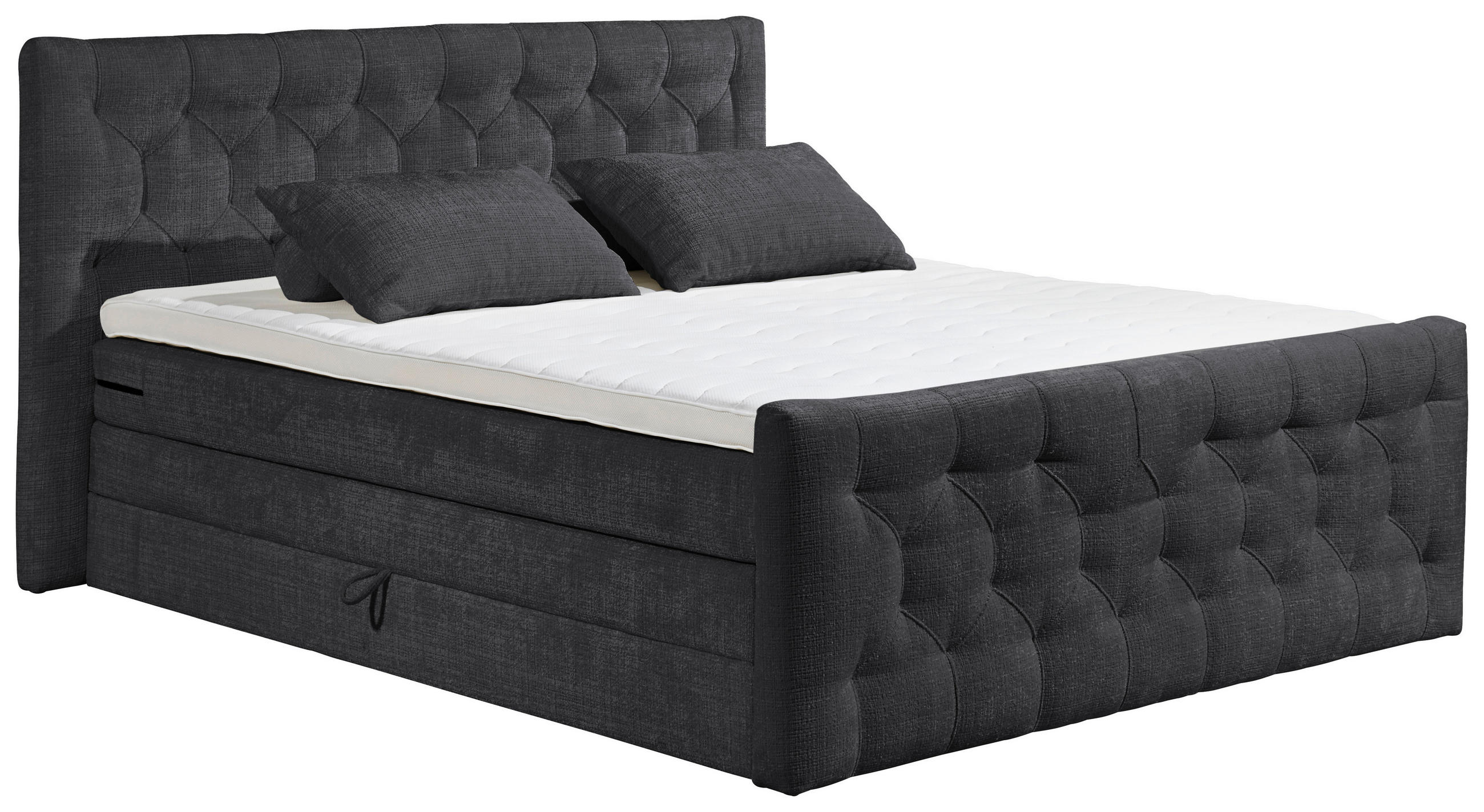 BOXSPRINGBETT 180/200 cm  in Schwarz  - Schwarz, MODERN, Holzwerkstoff/Kunststoff (180/200cm) - MID.YOU