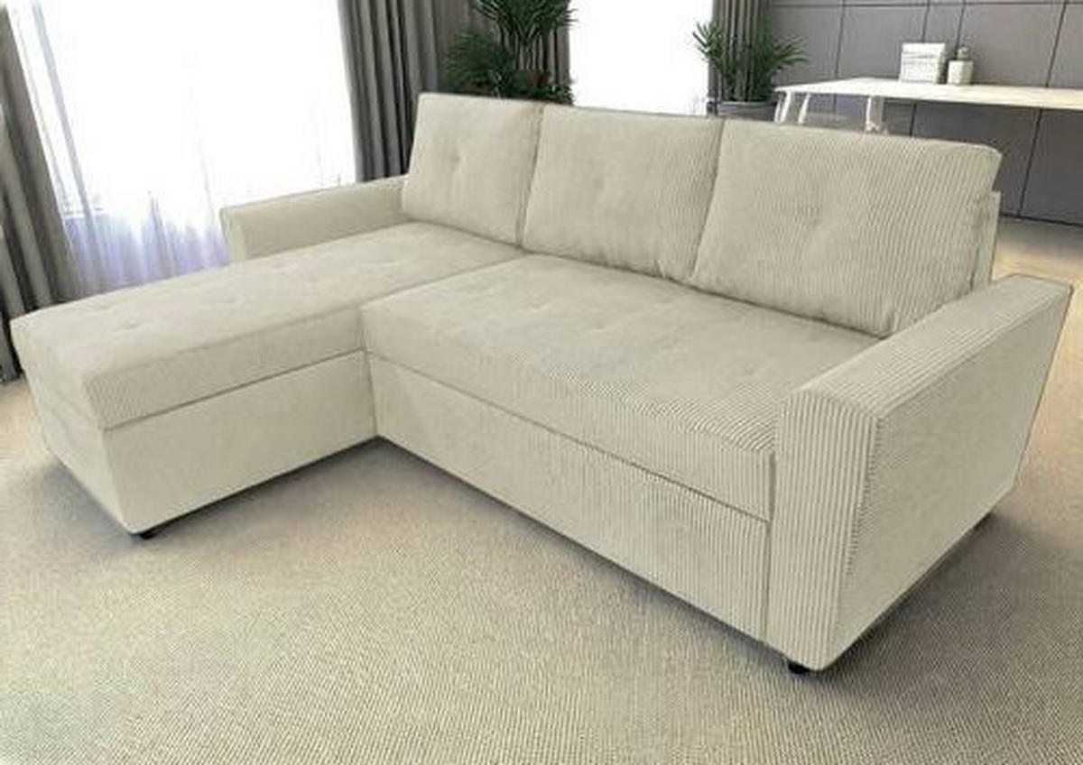 ECKSOFA in Cord Beige  155/231 cm  - Beige/Schwarz, Design, Kunststoff/Textil (155/231cm) - MID.YOU