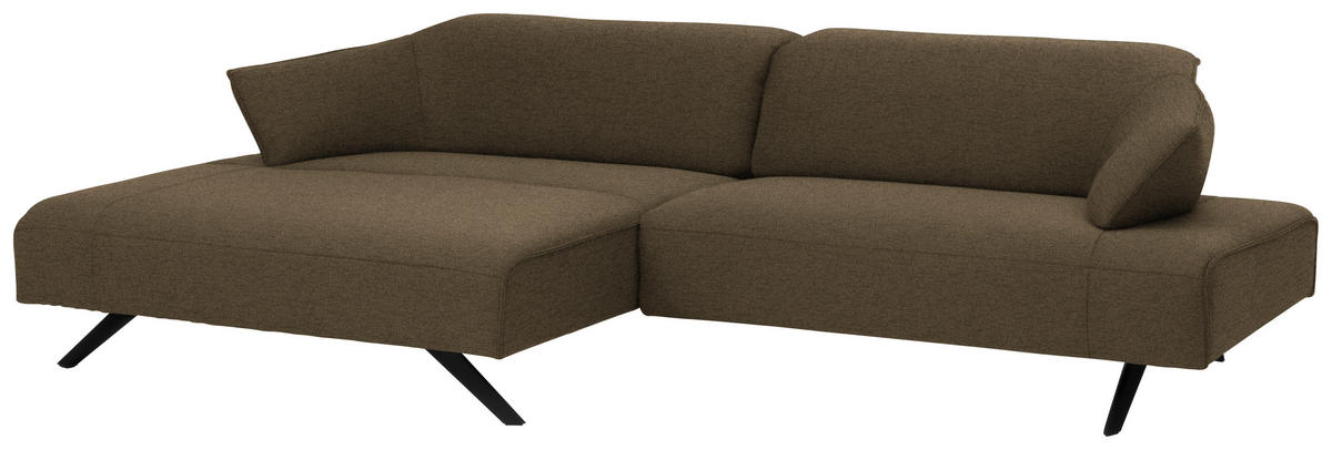 ECKSOFA in Struktur Hellbraun  - Hellbraun/Anthrazit, Design, Textil/Metall (165/276cm) - Himolla