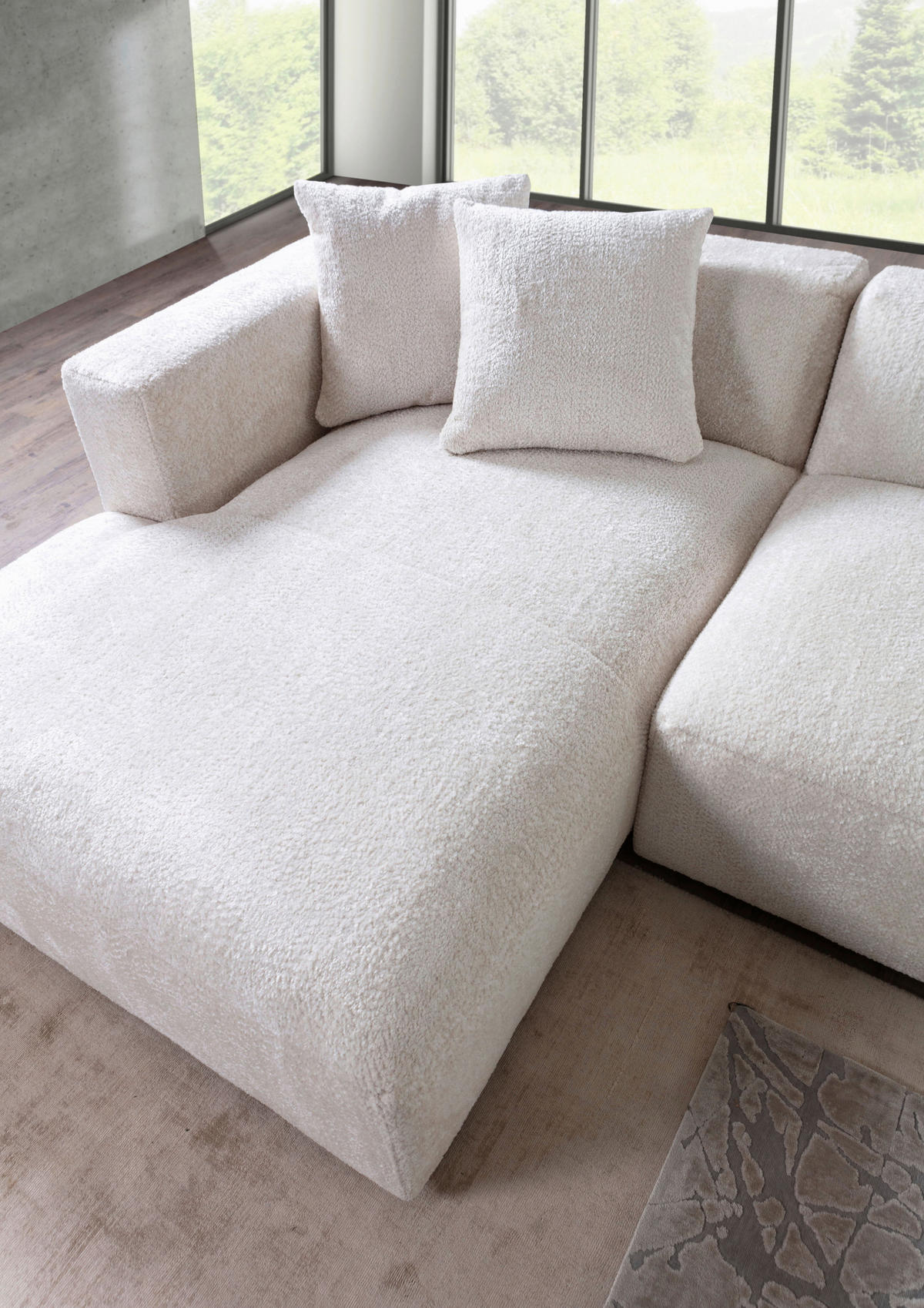 ECKSOFA Creme Chenille  - Creme/Schwarz, MODERN, Kunststoff/Textil (178/323cm) - Carryhome