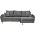 ECKSOFA Dunkelgrau Webstoff  - Dunkelgrau/Schwarz, KONVENTIONELL, Holz/Textil (250/145cm) - Carryhome