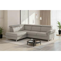 ECKSOFA 194/245 cm ARNGAST E in Echtleder Hellgrau Kopfteilverstellung  194/245 cm  - Chromfarben/Hellgrau, Basics, Leder/Textil (194/245cm) - Sit & More
