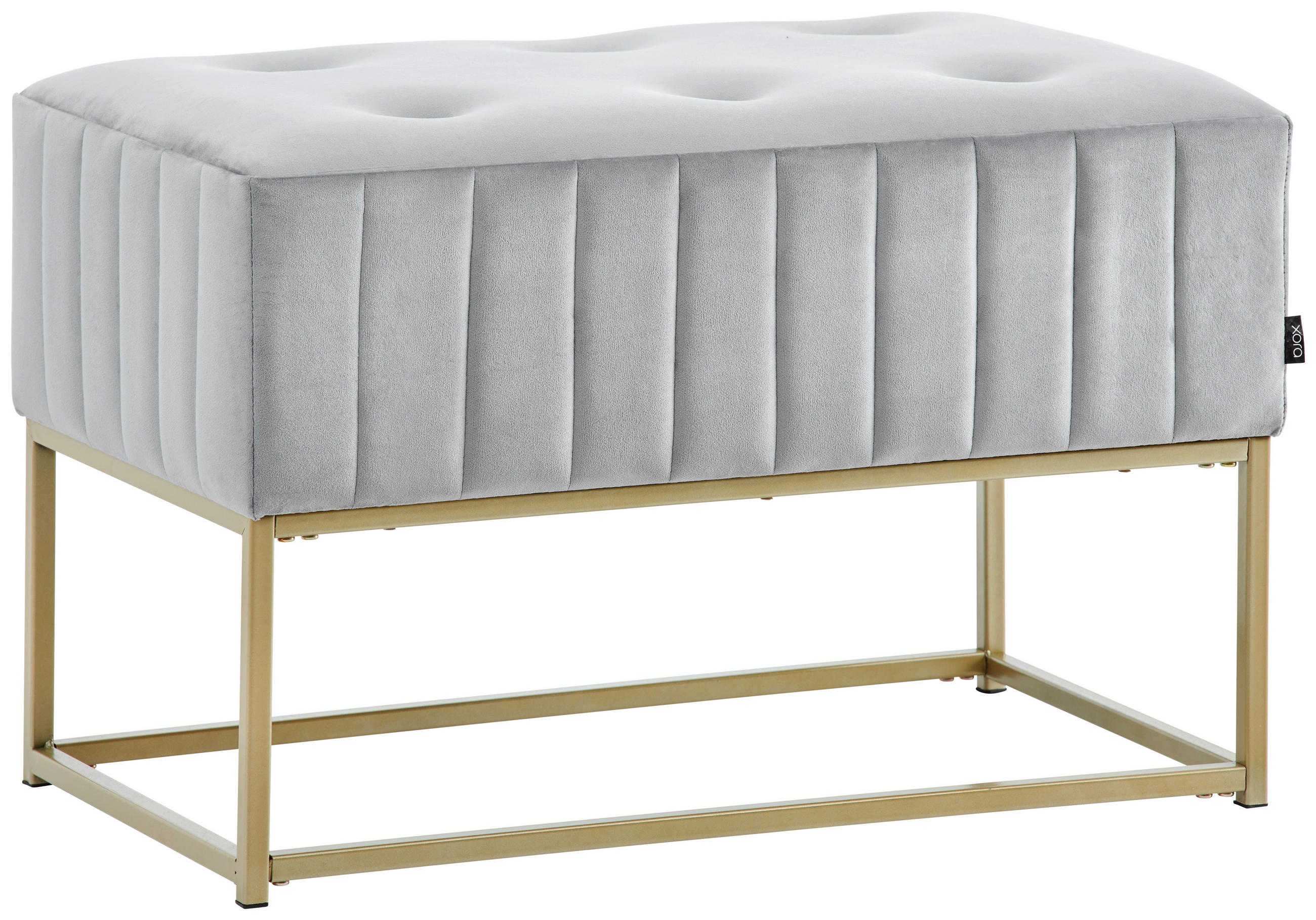 HOCKERBANK 72/41/46 cm Samt Grau, Goldfarben  - Goldfarben/Grau, LIFESTYLE, Textil/Metall (72/41/46cm) - Xora