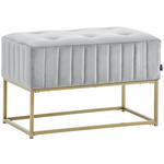HOCKERBANK in Metall, Textil Grau, Goldfarben  - Goldfarben/Grau, LIFESTYLE, Textil/Metall (72/41/46cm) - Xora