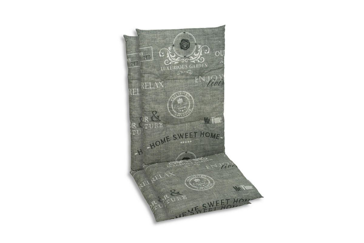 SESSELAUFLAGENSET in Grau, Weiß, Hellgrau Stempel  - Hellgrau/Weiß, KONVENTIONELL, Textil (48/5/118cm)