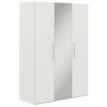 KLEIDERSCHRANK  in Weiß  - Edelstahlfarben/Weiß, Design, Glas/Holzwerkstoff (151,3/213,6/59,3cm) - Cantus