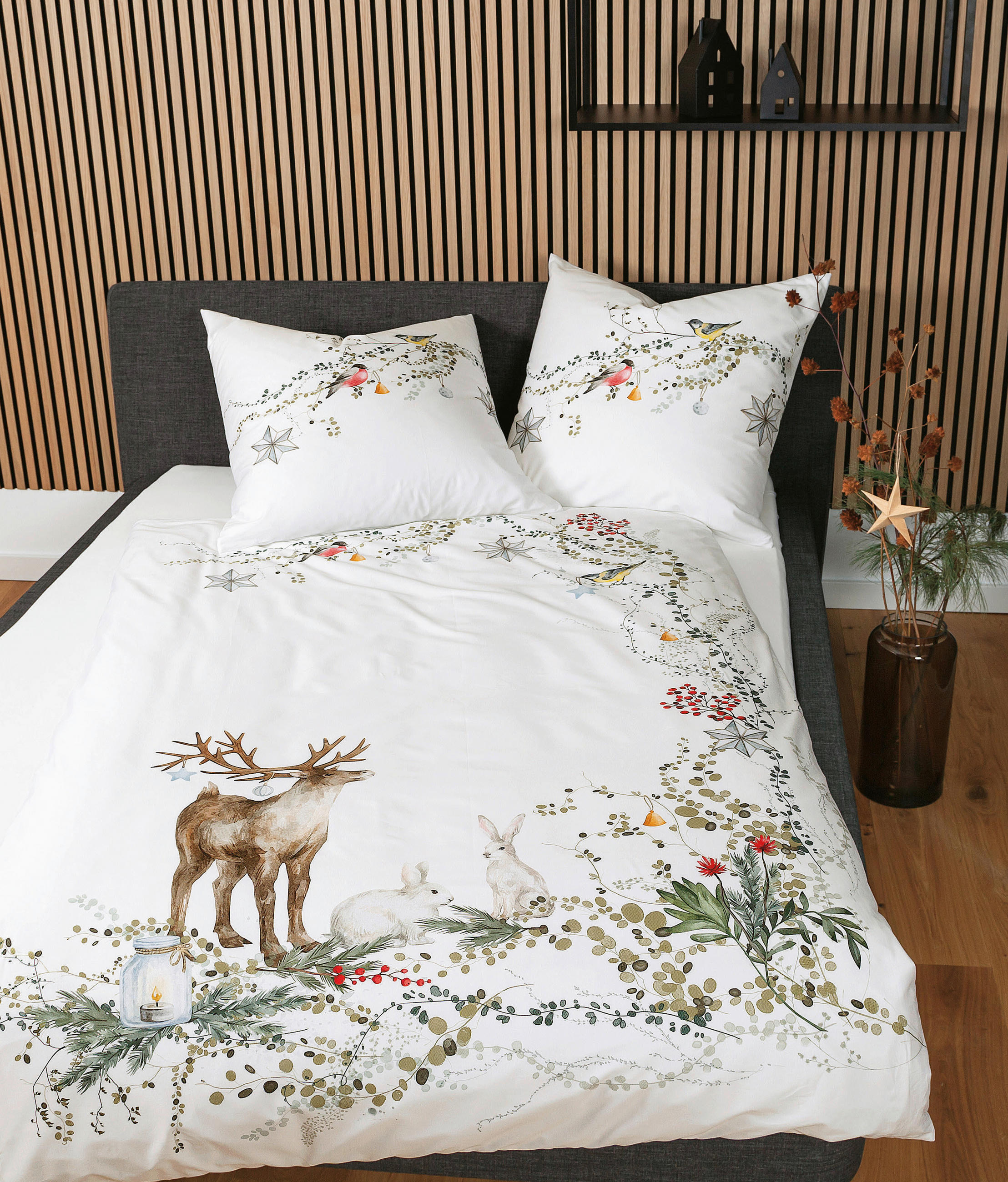 BETTWÄSCHE Makosatin 135/200 cm  - Weiß/Grün, Design, Textil (135/200cm) - Janine