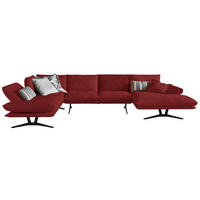 WOHNLANDSCHAFT in Echtleder Rot  - Rot/Schwarz, Natur, Leder/Metall (217/359/155cm) - Dieter Knoll