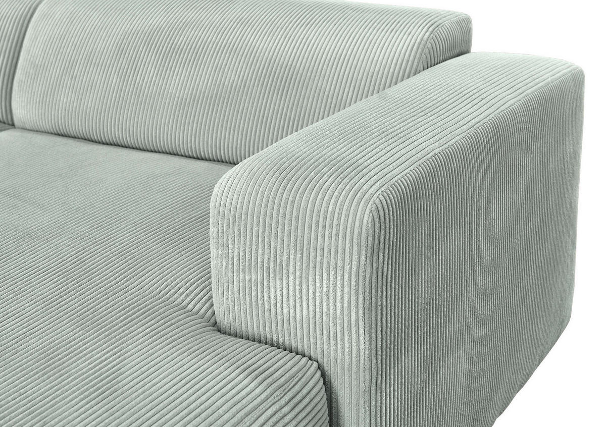 ECKSOFA BASMA in Cord Grau  298/175 cm  - Schwarz/Grau, Design, Kunststoff/Textil (298/175cm) - P & B