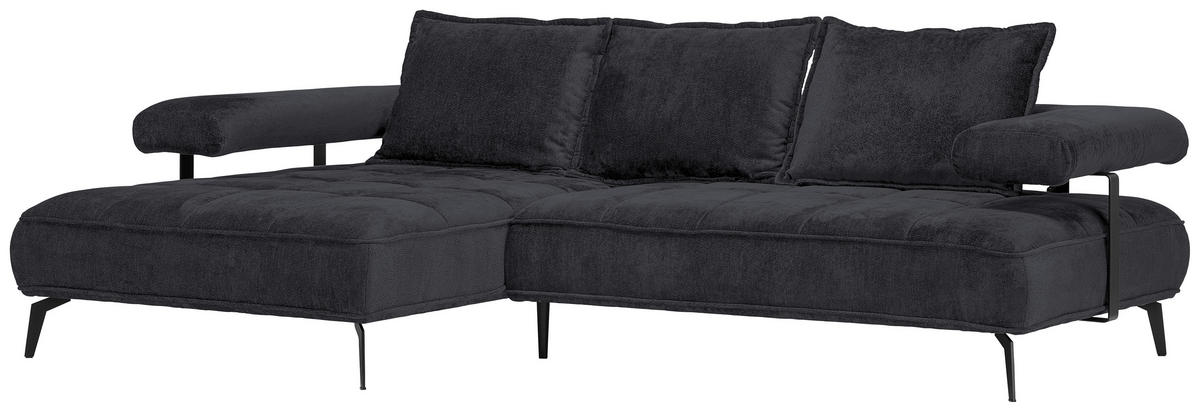 ECKSOFA in Webstoff Schwarz  - Schwarz, Design, Textil/Metall (180/266cm) - Welnova
