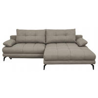 ECKSOFA Grau Struktur Rückenkissen, Bettkasten, Schlaffunktion, Rücken echt, Armteilverstellung, Liegefläche im Originalstoff  - Beige/Schwarz, MODERN, Textil/Metall (263/181cm) - Carryhome
