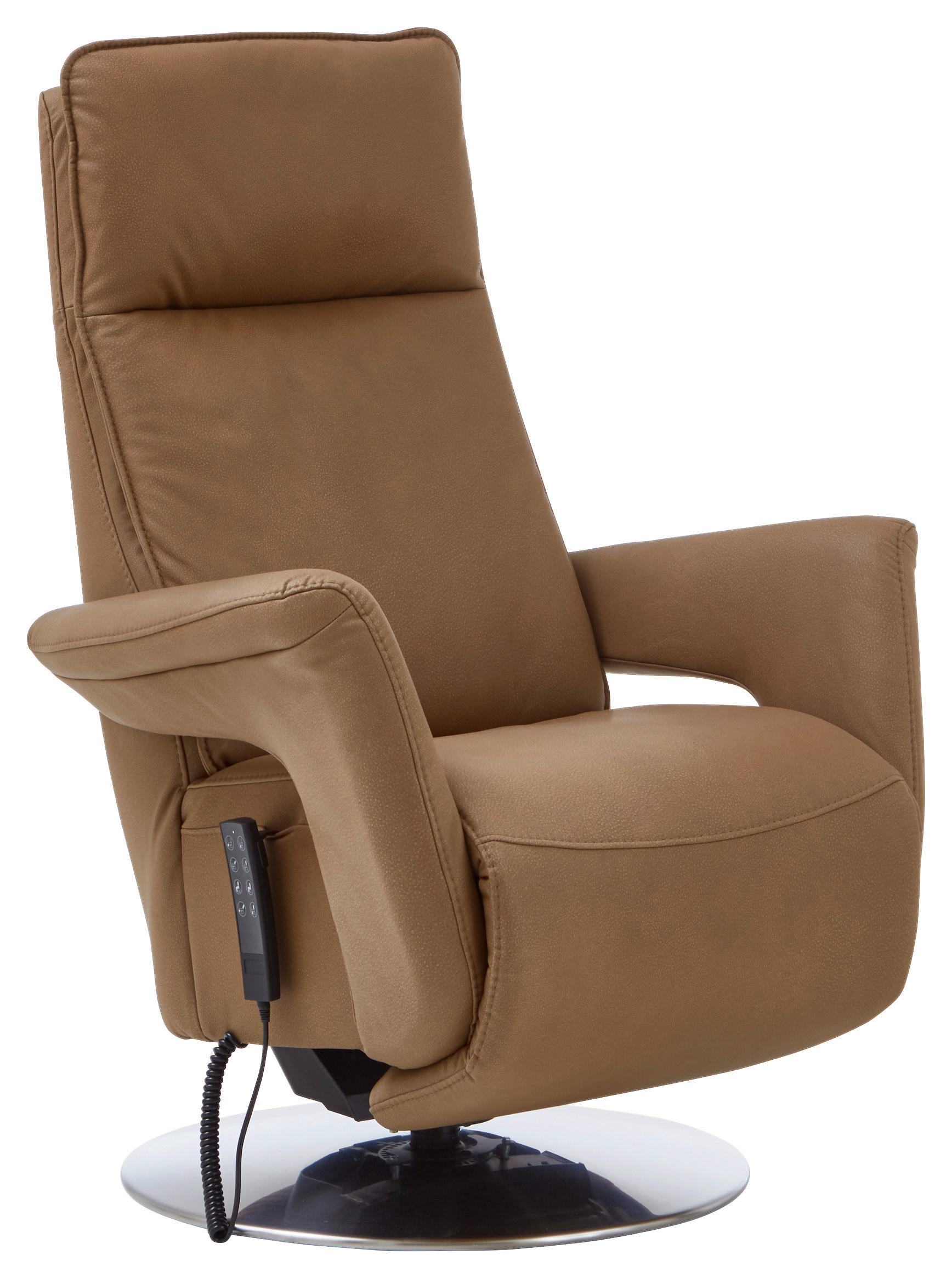 RELAXSESSEL Valdera Mikrofaser Aufstehhilfe    - Chromfarben/Braun, Design, Textil/Metall (83/110/87-172cm) - Valdera