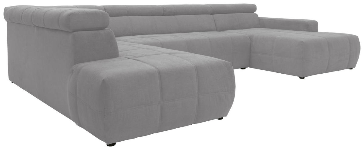 WOHNLANDSCHAFT in Mikrofaser Silberfarben  - Silberfarben/Schwarz, Design, Kunststoff/Textil (228/359/175cm) - MID.YOU