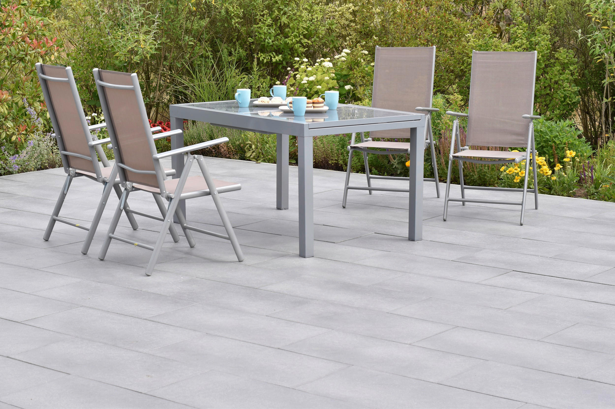 GARTENSET Aluminium  - Taupe/Silberfarben, MODERN, Textil/Metall - Gardenson