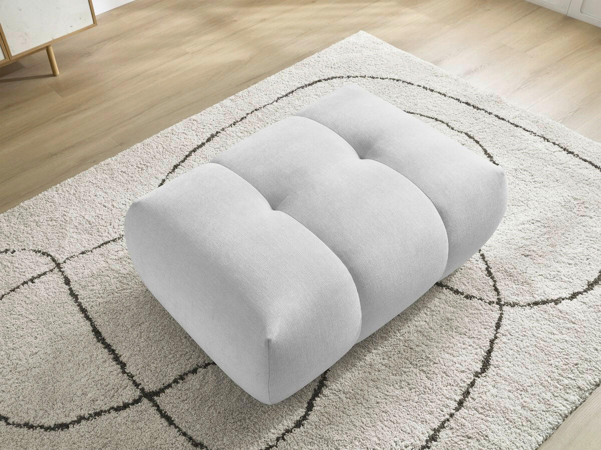 HOCKER FUJI  Leinenoptik Hellgrau  - Hellgrau/Schwarz, MODERN, Kunststoff/Textil (112/44/80cm)