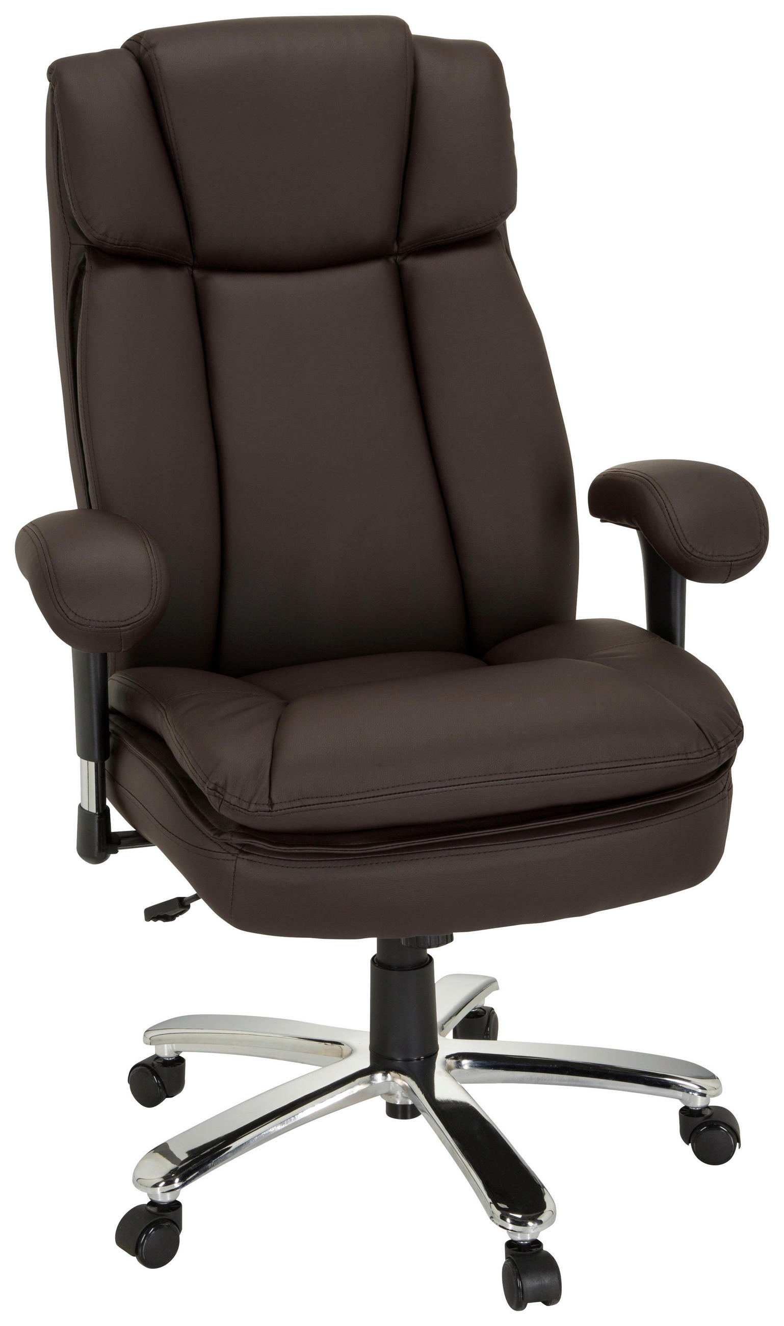 CHEFSESSEL Lederlook Dunkelbraun  - Dunkelbraun/Silberfarben, MODERN, Kunststoff/Textil (77/123/84cm) - MID.YOU