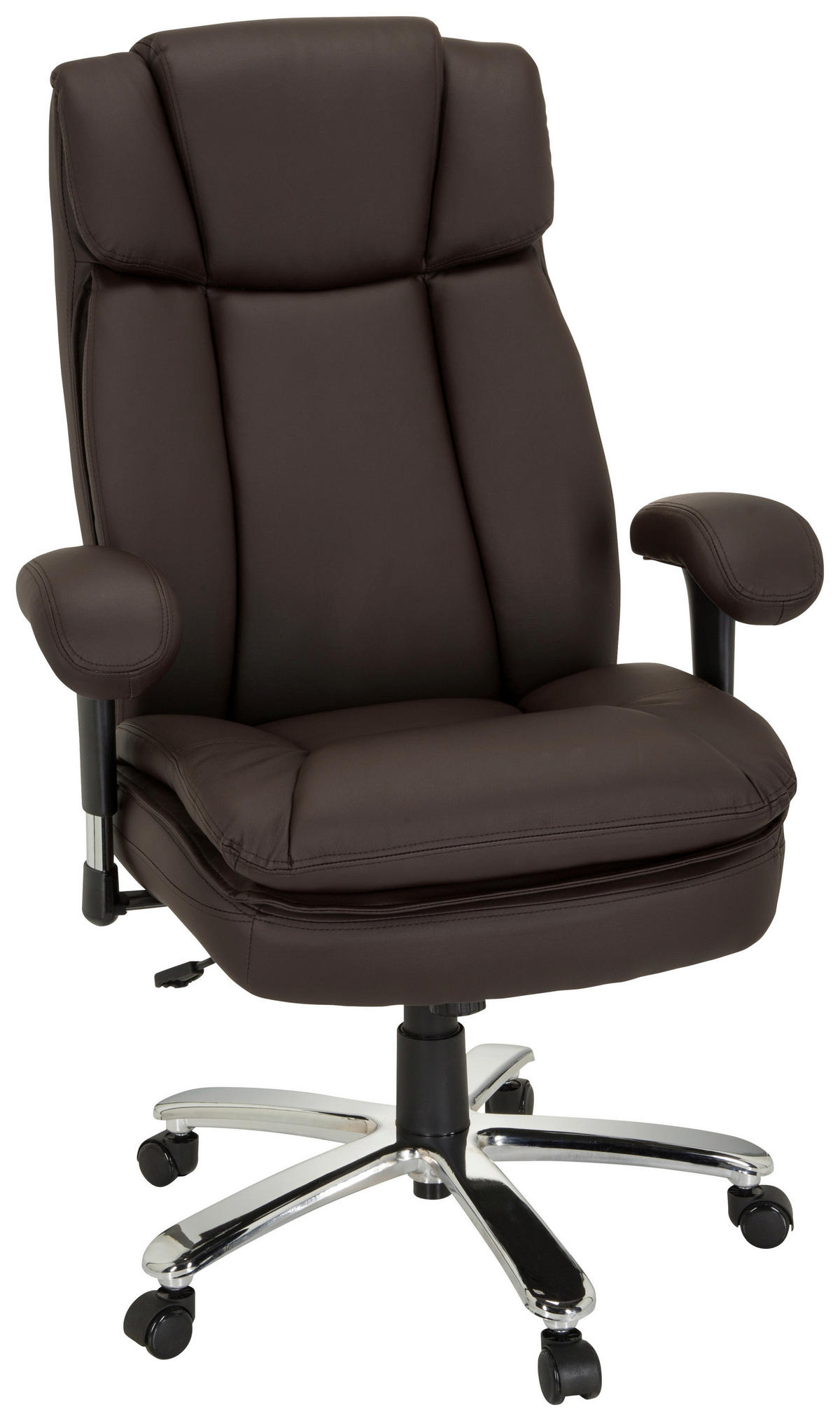 KANCELÁRSKE KRESLO, vzhľad kože, tmavohnedá - tmavohnedá/strieborná, Modern, kov/textil (77/123/84cm) - MID.YOU