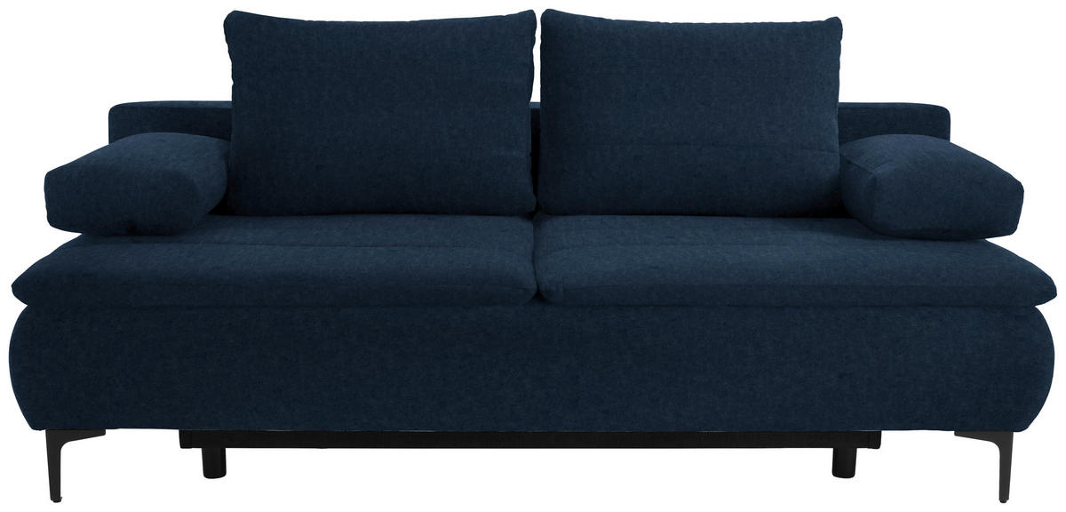 BOXSPRINGSOFA in Flachgewebe Dunkelblau  - Dunkelblau, Konventionell, Textil/Metall (204/93/100cm) - Novel