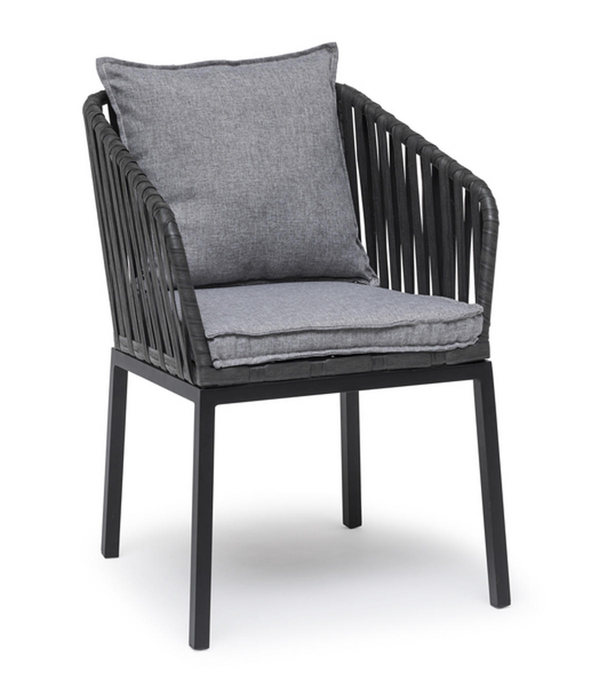 TRÄDGÅRDSSTOL i trä, metall, textil grå, svart  - svart/grå, Basics, metall/trä (58/80/64cm) - Hillerstorp