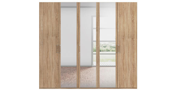 DREHTÜRENSCHRANK 251/223/60 cm 5-türig Sonoma Eiche - Silberfarben/Sonoma Eiche, Design, Glas/Holzwerkstoff (251/223/60cm) - Novel