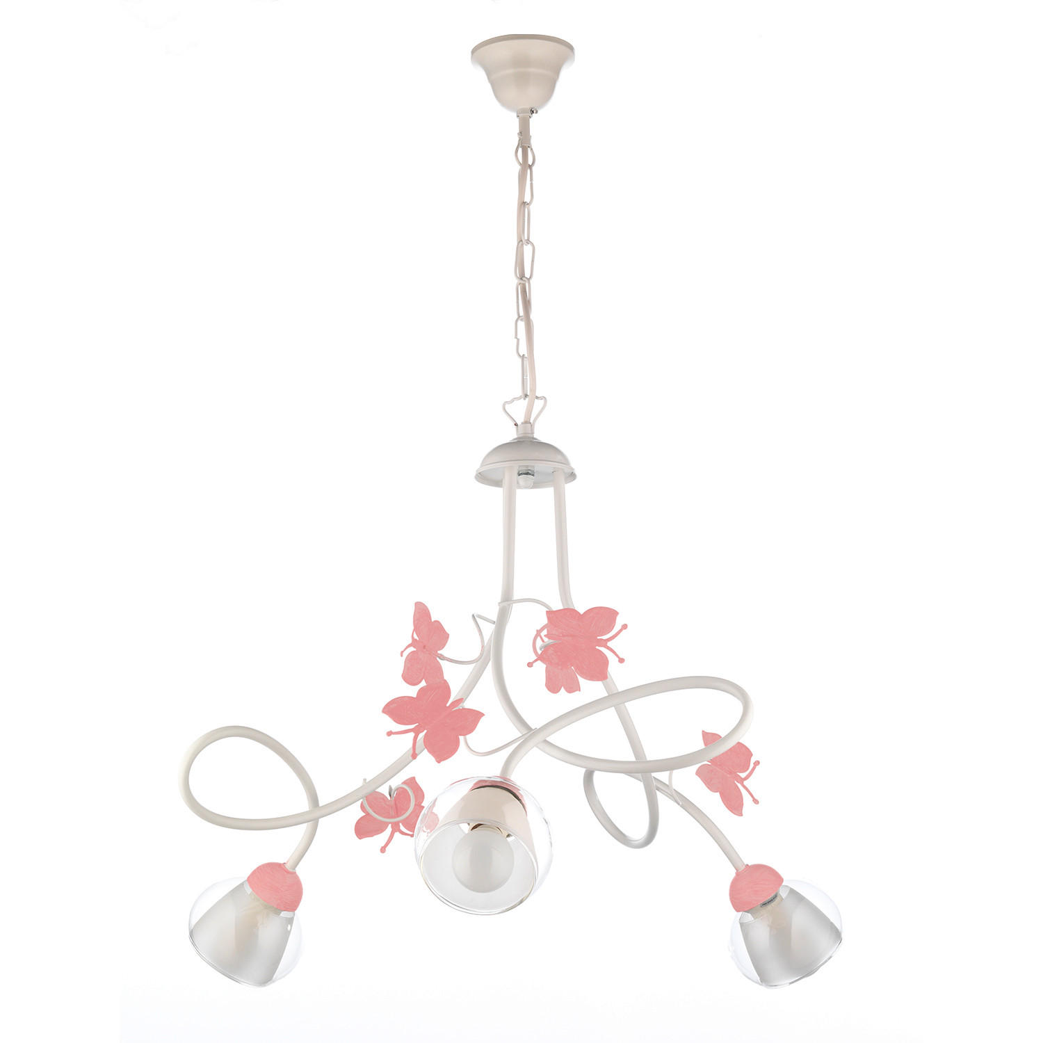 KINDERHÄNGELEUCHTE 65/80 cm   - Pink/Weiß, Basics, Glas/Metall (65/80cm)