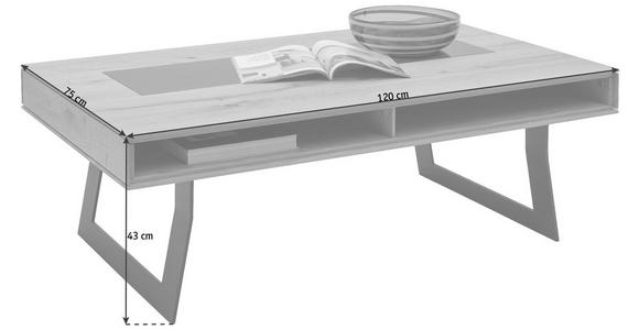 COUCHTISCH in Glas, Holz, Metall 120/75/43 cm - Eichefarben/Anthrazit, Design, Glas/Holz (120/75/43cm) - Valnatura
