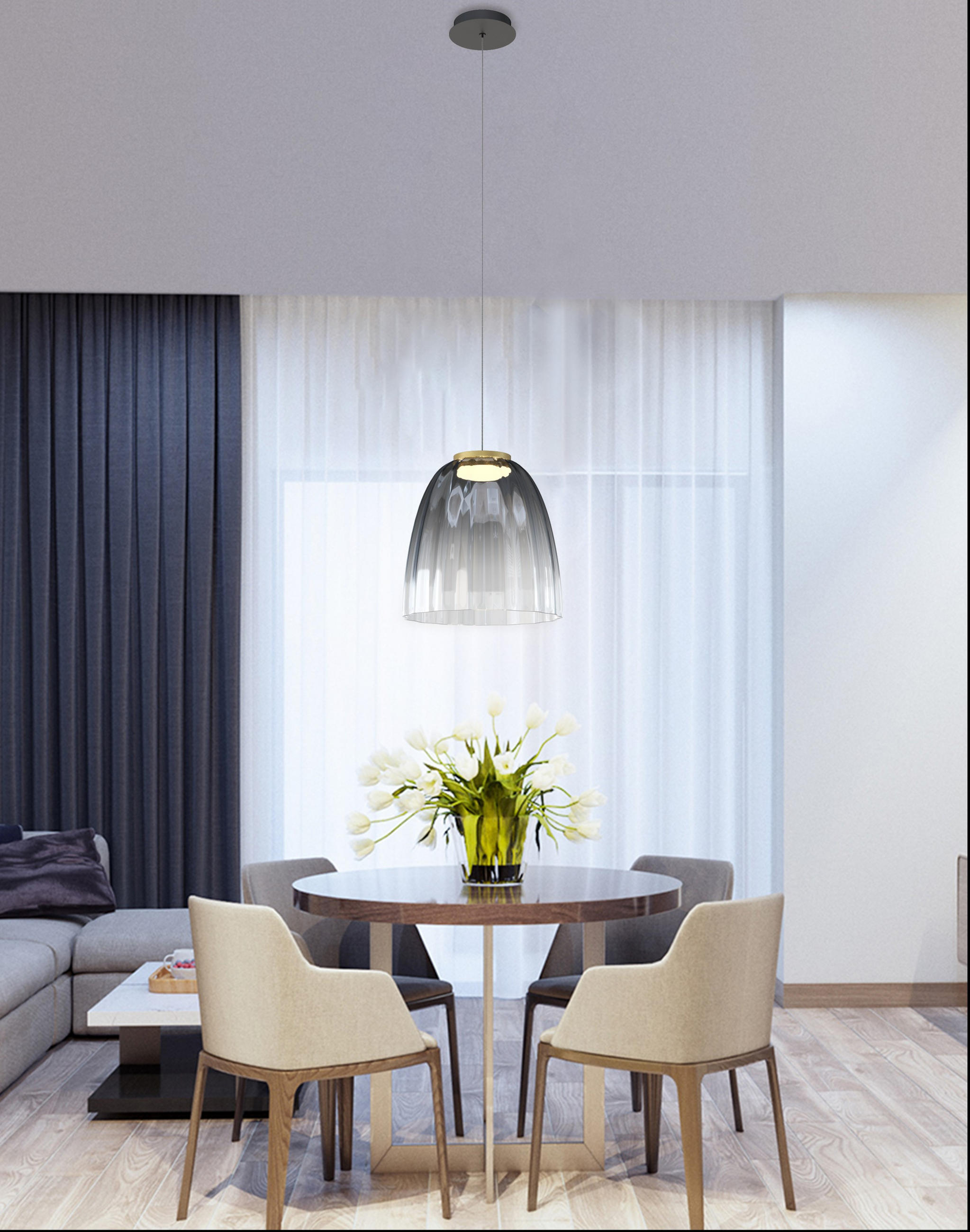LED-HÄNGELEUCHTE Valence 30/150 cm   - Goldfarben/Schwarz, Design, Glas/Metall (30/150cm) - Wofi