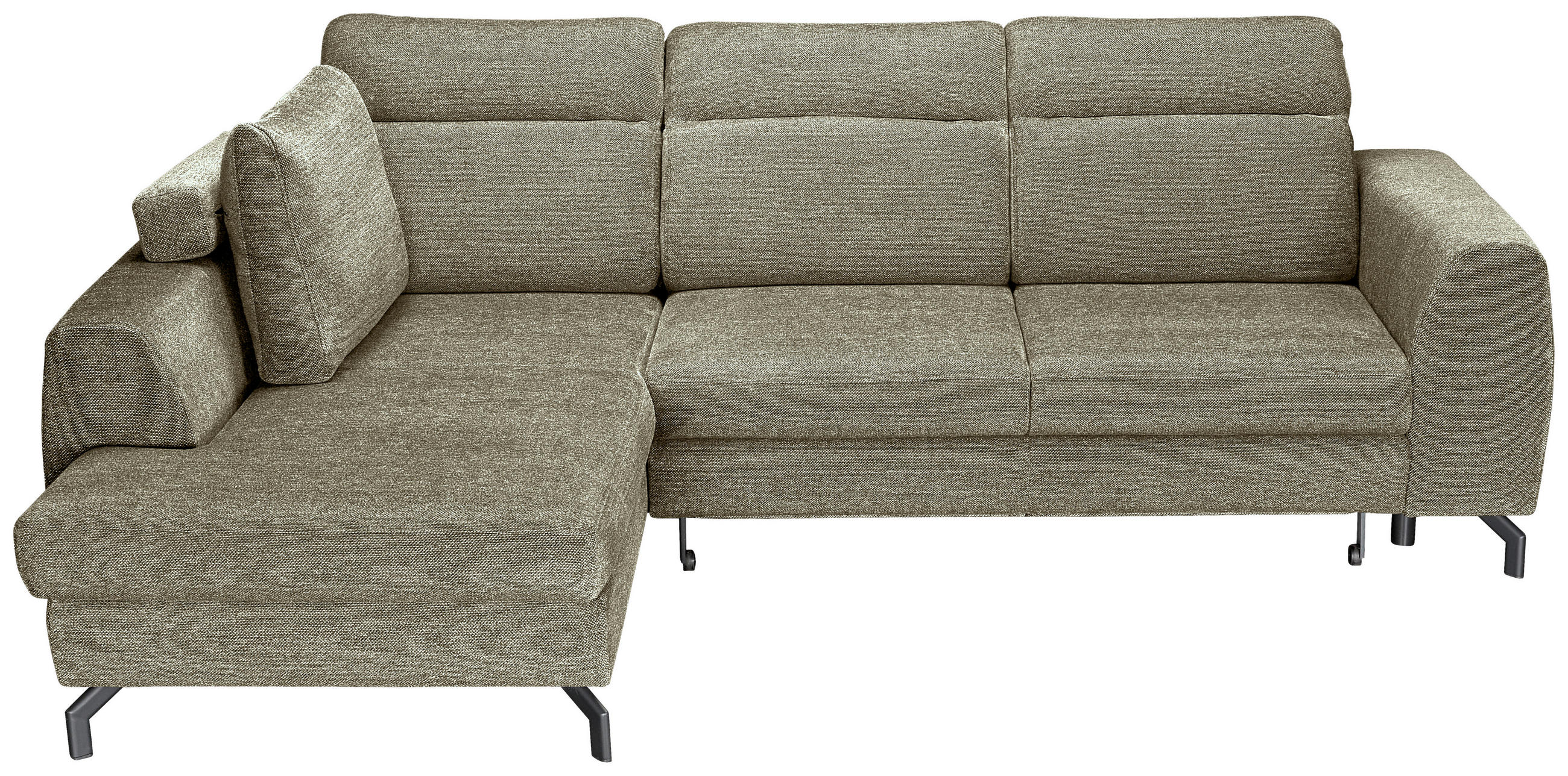ECKSOFA Olivgrün Chenille  - Schwarz/Olivgrün, KONVENTIONELL, Textil/Metall (185/266cm) - Carryhome