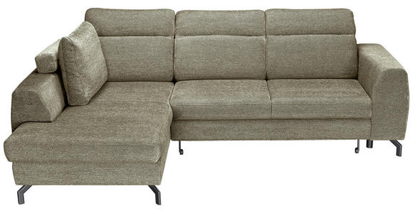 ECKSOFA Olivgrün Chenille  - Schwarz/Olivgrün, KONVENTIONELL, Textil/Metall (185/266cm) - Carryhome