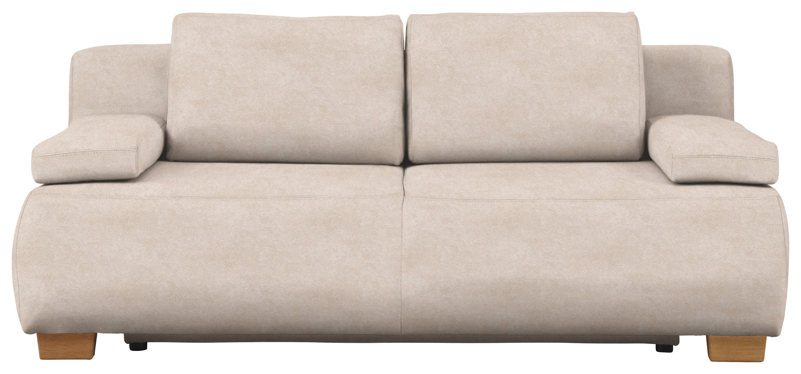 BOXSPRINGSOFA  in Flachgewebe Sandfarben  - Sandfarben/Naturfarben, MODERN, Holz (205/93/108cm) - Venda