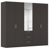 DREHTÜRENSCHRANK 251/235/61 cm,  in Graphitfarben, 5-türig  - Chromfarben/Edelstahlfarben, Basics, Glas/Holzwerkstoff (251/235/61cm) - Novel