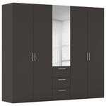 DREHTÜRENSCHRANK 251/223/61 cm,  in Graphitfarben, 5-türig  - Chromfarben/Edelstahlfarben, Basics, Glas/Holzwerkstoff (251/223/61cm) - Novel