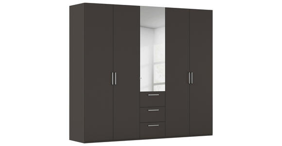 DREHTÜRENSCHRANK 251/223/61 cm,  in Graphitfarben, 5-türig  - Chromfarben/Edelstahlfarben, Basics, Glas/Holzwerkstoff (251/223/61cm) - Novel