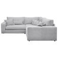 ECKSOFA  in Cord Hellgrau Zierkissen, Rückenkissen, Nierenkissen, Rücken echt  248/248 cm  - Hellgrau/Schwarz, KONVENTIONELL, Kunststoff/Textil (248/248cm) - Carryhome