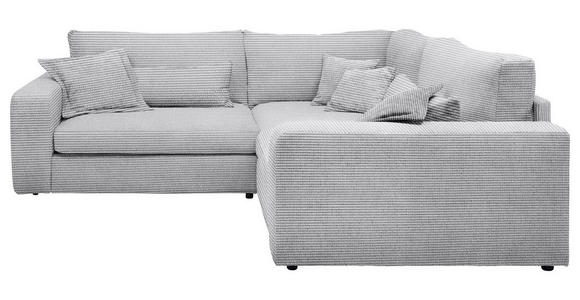 ECKSOFA  in Cord Hellgrau Zierkissen, Rückenkissen, Nierenkissen, Rücken echt  248/248 cm  - Hellgrau/Schwarz, KONVENTIONELL, Kunststoff/Textil (248/248cm) - Carryhome