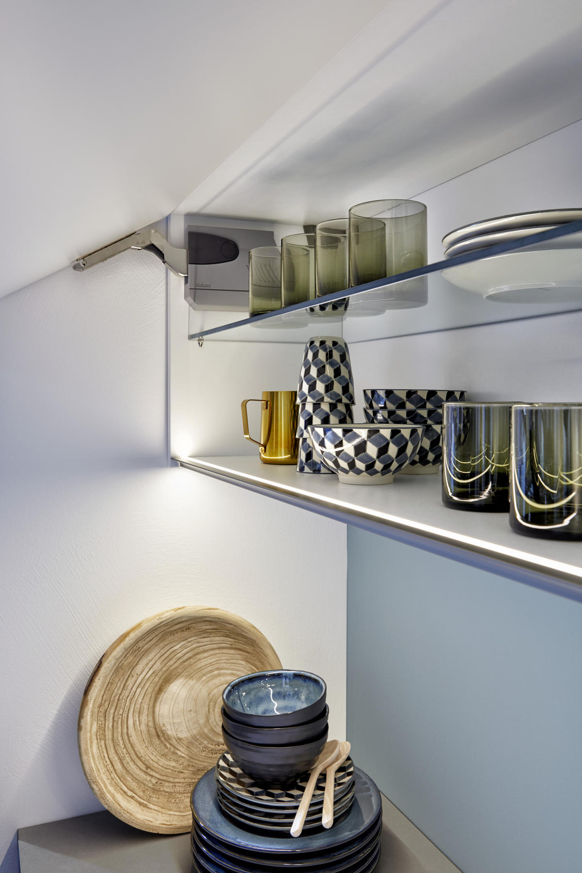 EINBAUKÜCHE   - Weiß/Grau, Design, Holzwerkstoff - Dieter Knoll