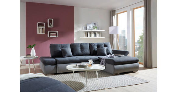 ECKSOFA in Webstoff Hellgrau, Grau 302/187 cm - Chromfarben/Dunkelgrau, Design, Kunststoff/Textil (302/187cm) - Carryhome