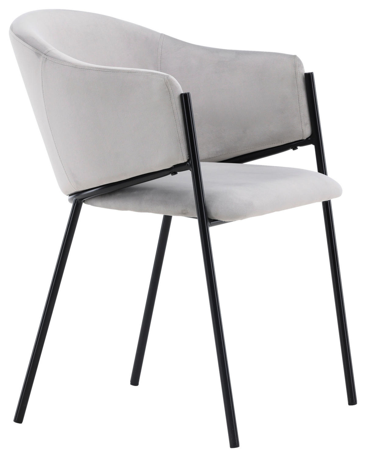 STOLSET 2 styck stål sammet  - ljusgrå/svart, Design, metall/textil (54/80/62cm) - Livetastic