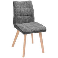 STUHL Leinenoptik Grau Buche, Pappel massiv, Sperrholz  - Eichefarben/Grau, LIFESTYLE, Holz/Textil (45/88/62cm) - Livetastic
